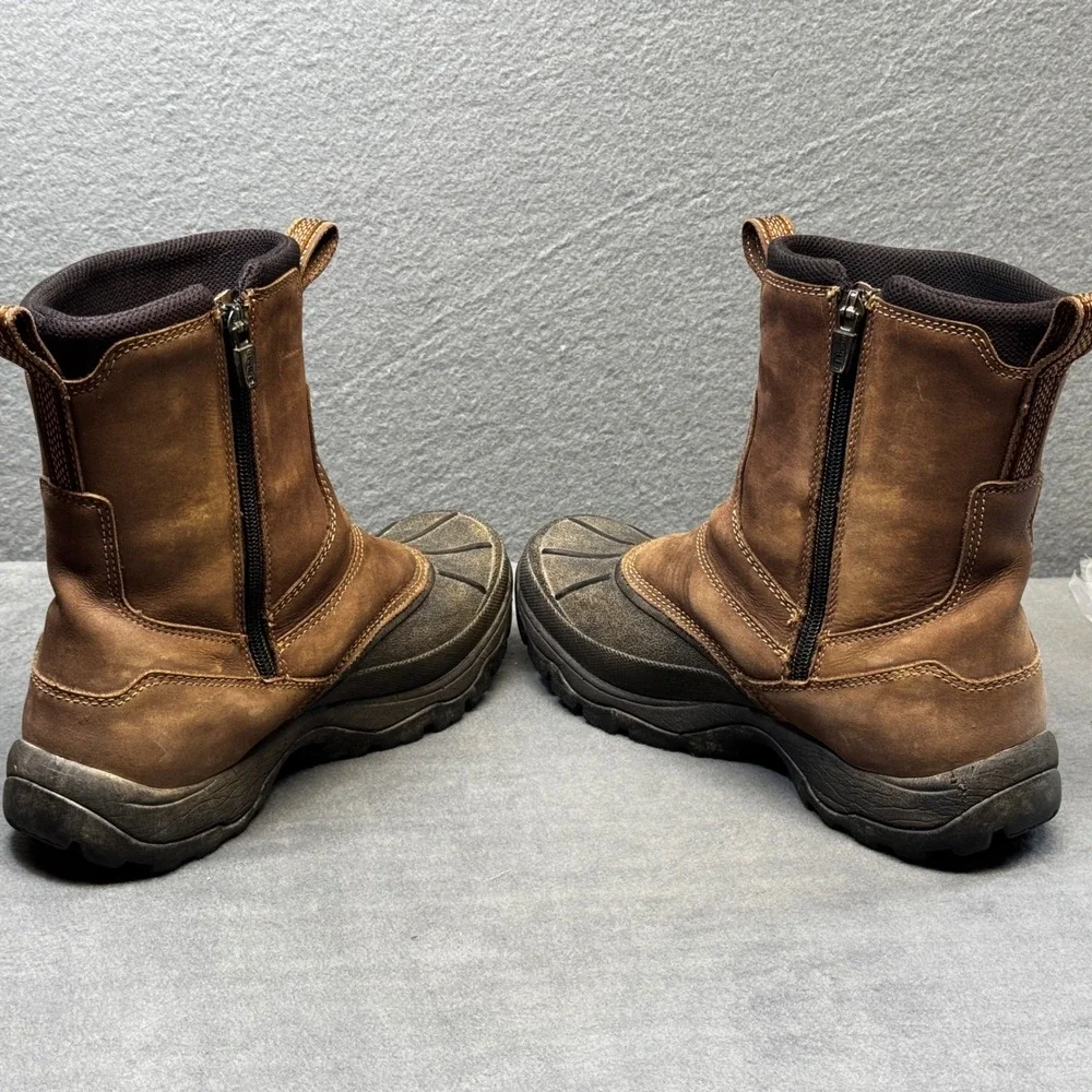 LL Bean Mens Storm Chaser Side Zip Winter Boots 7.5 M Brown Primaloft 290588
